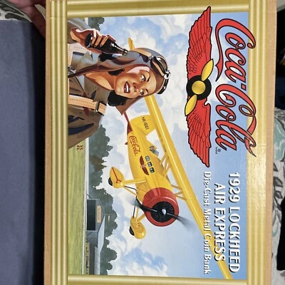 COCA COLA  Airplane Bank DIE CAST COLLECTIBLE New In Box World Coke 90’s - Image 1 of 4