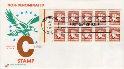 USPS FDC #1948a 1981 20c Eagle C Rate Change Booklet Stamp Pane ST2061 - Image 1 of 2