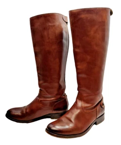 FRYE Melissa Button Back-Zip Riding Knee Boot Brown Leather Sz 7.5 B US 3476431 - Picture 1 of 22