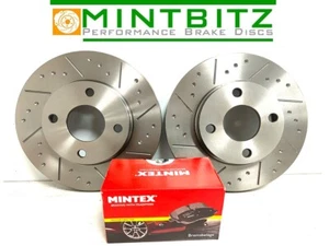 Fiat Punto Grande 1.6D M-Jet 09-10 Front Brake Discs & Pads Dimpled Grooved - Imagen 1 de 8