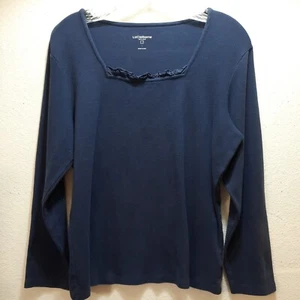 Liz Claiborne Womens Blouse Size L Blue Long Sleeves Cotton - Picture 1 of 6