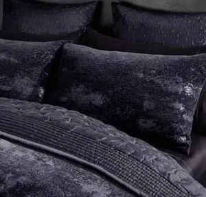 Donna Karan King Shams CONJUNTO de 2 Zafiros Colección Índigo Terciopelo Metálico ¡NUEVO! - Imagen 1 de 5