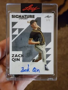 Zack Qin 2023 Leaf Signature Series SILVER Auto #d 1-1 PADRES PROSPECT - Picture 1 of 2