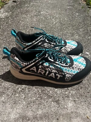 Ariat Outspace Womens Work Shoes Steel Toe Composite Aztec Size 10.5B Blue Black - Image 1 of 4