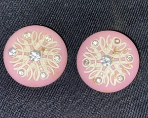 Fashion Big Statement Earrings, Wedding Party Earrings, Pink With Rhinestones - Picture 1 of 4