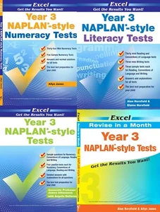 Excel Year 3 Naplan Tests - 4 Books Pack - Literacy/ Numeracy/Test Style/ RIM - Picture 1 of 9