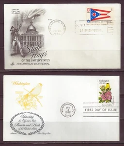 U.S., First Day Covers, States of Ohio - Flag and Washington - American Goldfinc - Picture 1 of 1