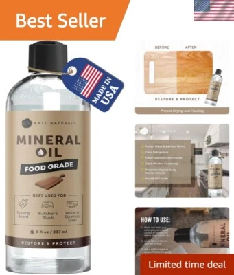 Aceite mineral seguro para alimentos de 8 oz para bloques de carnicero y utensilios de madera - sin gluten Foto 1 de 4