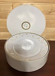 Pampered Chef Celebration 8" Dessert Appetizer Plates SET OF 4 White Gold New - Picture 1 of 4