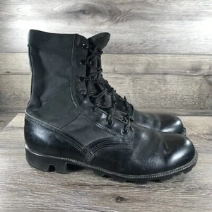 Ro-Search Military Boots Mens Size 9 R Black Leather Combat Lace Up Vintage - Picture 1 of 14