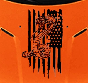 DON'T TREAD ON ME USA Flag Snake Hood/Door vinyl Decal Fits CHALLENGER - Picture 1 of 21