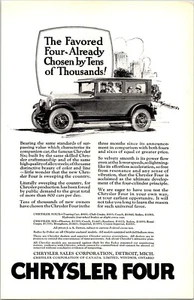 PRINT AD 1925 Chrysler Four Touring Roaring Twenties 6.5 x 10 - Picture 1 of 3