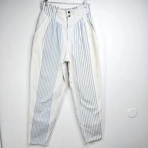 Vtg 80s Cherokee Blue White Striped Ankle Pants High Waisted Elastic Waist 28x31 - Imagen 1 de 10