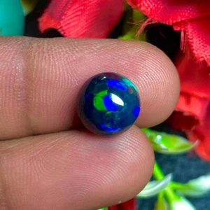 Beautiful Quality Black Ethiopian Opal Gemstone, Loose 10MM Round Shape Cabochon - Picture 1 of 3