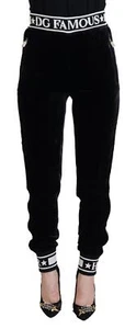 Dolce & Gabbana Black DG Logo Velvet Trouser Pants - Picture 1 of 9