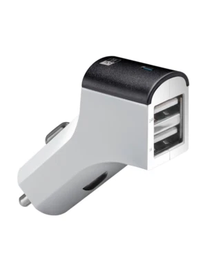 Case Logic 2.4A Dual-USB Car Charger with Micro-USB Cable (Black/White) - Image 1 of 2