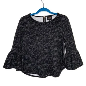 W5 Charcoal Gray Space Dye 3/4 Bell Flare Sleeve Blouse Size Small Rayon Blend - Picture 1 of 7