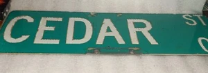 Michigan City Indiana Road Street Sign CEDAR ST 00 Green Metal Reflective - Picture 1 of 7
