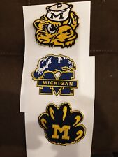 (3) University Of Michigan Wolverines  Embroidered Iron On Patches 3"X 2.75
