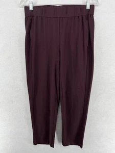 EILEEN FISHER Pants 2XS Washable Stretch Crepe Cropped Elastic Waist Cassis - Picture 1 of 16