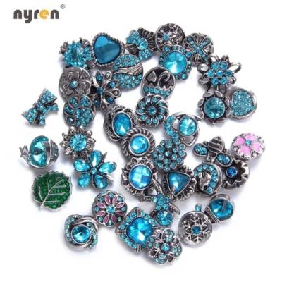 Mini dijes a presión de diamantes de imitación de 12 mm botón a presión multicolor para joyería a presión Foto 1 de 4