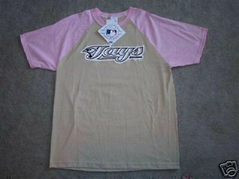 TORONTO BLUE JAYS THROWBACK T SHIRT XL XLARGE TAN PINK NEW MAJESTIC TOP - Image 1 of 1