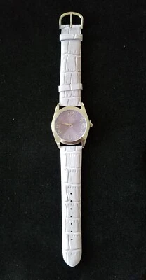 NIB Gossip Silver Tone Watch GSP514E Purple Dial & Leather Band 5.5"-7" New Batt - Image 1 of 4