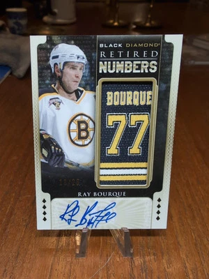 2015-16 BLACK DIAMOND RETIRED NUMBERS RAY BOURQUE #/25 Auto - Image 1 of 2