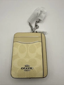 Coach Zip Card Case In Signature Canvas Mini Wallet Hay Yellow CW883 NWT - Picture 1 of 3