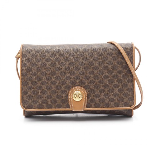 Borsa a tracolla CELINE Macadam tela pelle marrone usata donna