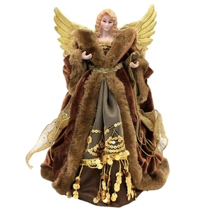 The Christmas Workshop 30cm Traditional Angel With Copper Dress Xmas Tree Topper - Picture 1 of 11