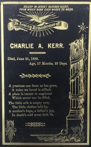 Vintage 1889 Trauer Gedenken Kabinett Karte 1,5 Jahre alt Junge - Bild 1 von 3