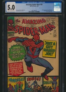 AMAZIN SPIDER-MAN #38 MARVEL COMICS 2/66 CGC 5.0 STAN LEE STORY - Bild 1 von 3