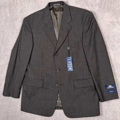 Abrigo Blazer Deportivo Stafford Signature Calce Clásico Para Hombre 40S 100% Lana Gris Rayas Foto 1 de 4