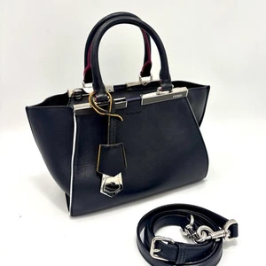Bolso de mano Fendi Mini 3Jours Petit Trois 2 vías bandolera asa superior cuero negro - Imagen 1 de 24