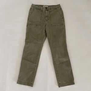 Madewell Griff Sz 27 High Waist Tapered Chino Pants Fatigue Green Cotton EUC - Picture 1 of 5
