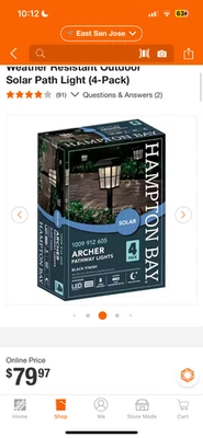Archer luces de camino alimentadas por energía solar LED, mate negro-marca Hampton Bay Foto 1 de 3