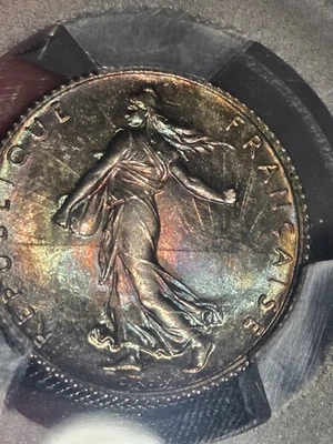 1919 France Silver Franc KM-844.1 PCGS MS-64 (Toned) - Image 1 of 4