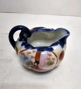 Old Nippon Porcelain Creamer with Flow Blue Trim Beautiful Japanese Design - Picture 1 of 11