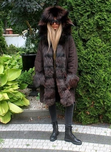 Cappotto parka cappuccio pelliccia di volpe artica ranch 100% vera moda M/L - Foto 1 di 16