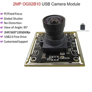 Módulo de cámara USB 2MP OG02B10 obturador global 95 grados cámara web UVC sin distorsión - Imagen 1 de 15
