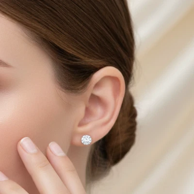 Aretes de diamantes cultivados en laboratorio Martini de 3 puntas de oro de 14 quilates de 0,75 quilates Foto 1 de 4