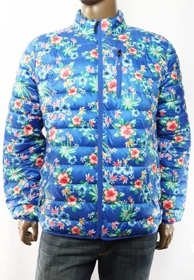 New Mens Club Room Performance Blue Floral Print Full Zip Packable Jacket XL - Image 1 of 3