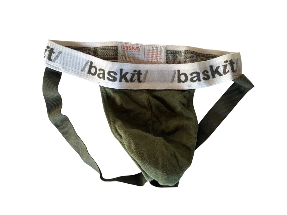 "ArmyBaskitJock" Raro Vintage Baskit Ejército Oliva Algodón Street Jock - Para hombres L Foto 1 de 1