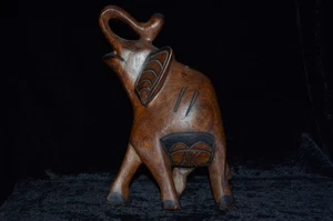 Vintage handgeschnitzte marokkanische Holz Elefant Skulptur afrikanischer Stamm Kunst Dekor - Bild 1 von 10