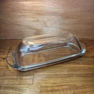 Burriera a cupola con coperchio in vetro trasparente vintage 7,25” x 2” casale - Foto 1 di 10
