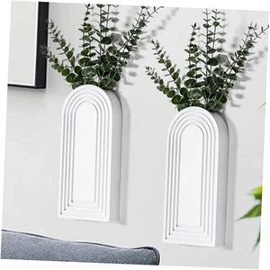 Paquete de 2 Jarrones de Pared de Madera - Acabado Moderno Granja y Decoración de Pared Boho Blanco - Imagen 1 de 7
