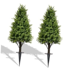 36" Faux Boxwood Plants Outdoor Set of 2, UV Resistant Artificial Topiary - Picture 1 of 8