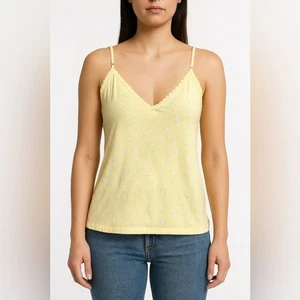 Vintage Yellow High Sierra Cami Top Floral V Neck Spaghetti Strap Size XXL - Picture 1 of 7