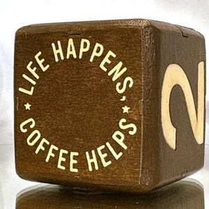 Life Happens Coffee Helps - Backgammon Doubling Cube 36mm - Picture 1 of 12